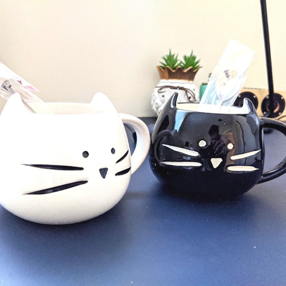 Black and white kitty mugs